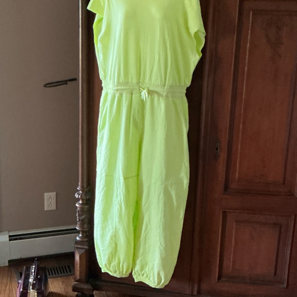 NWOT - Neon Yellow Jumpsuit with Drawstring Waist